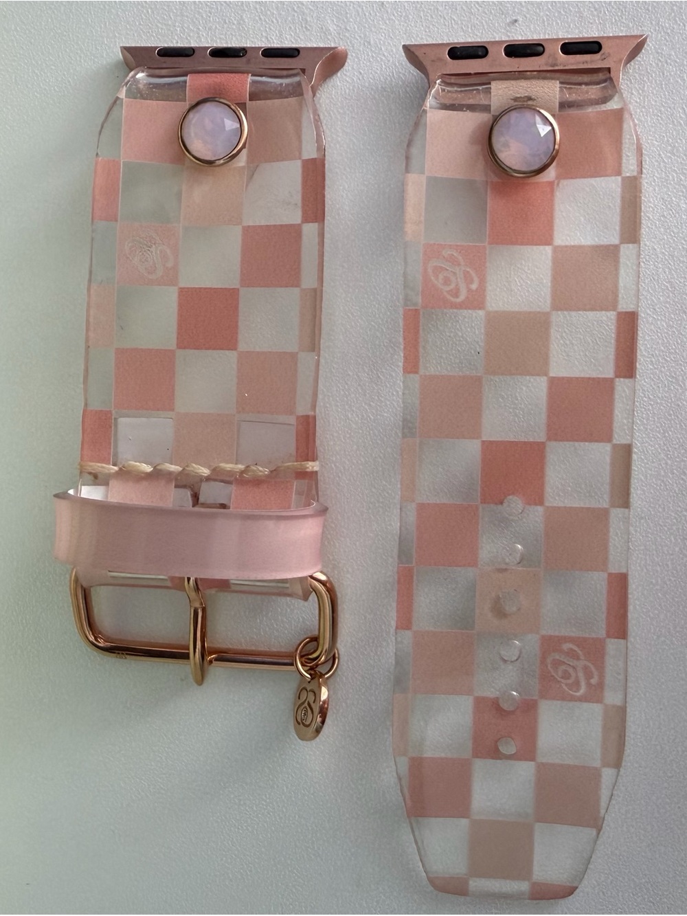 Pink Checkered Waterproof Spark*l Apple Watch Band, size 2 - Picture 4 of 7